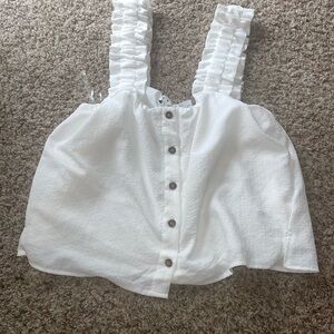 White Ruffled crop tank top